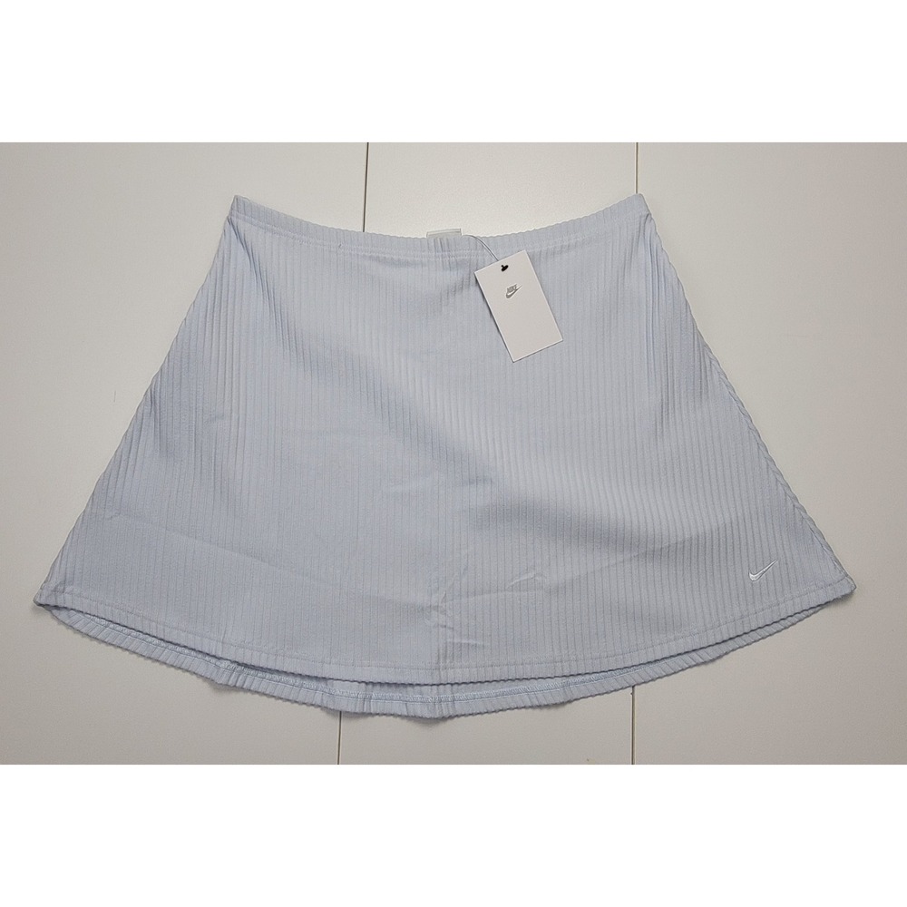 Nike Sportswear Chill Knit Ribbed Mini Skirt Womens L Blue HJ1839-423 New